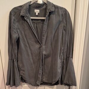 Free People Charcoal Button-Up with Flared Sleeves Sz S